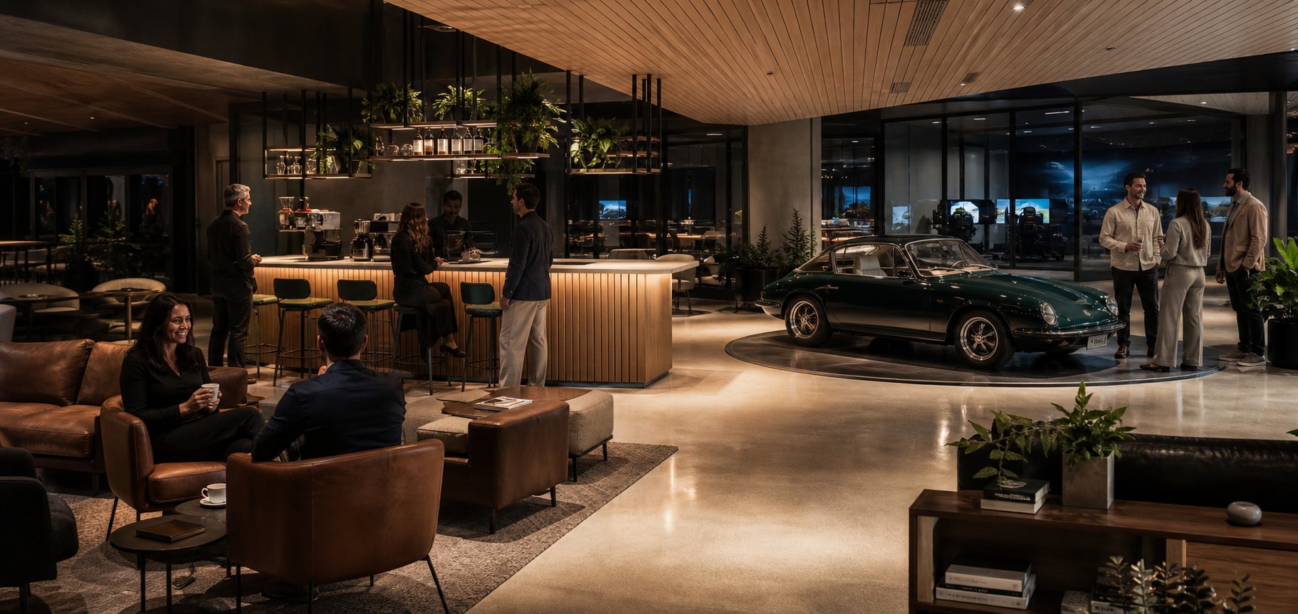 Concept placeholder of the RPM Social automotive lounge and coffee bar